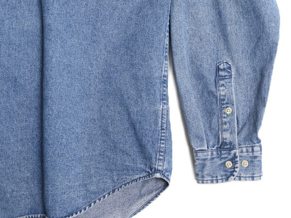 90s トミーヒルフィガー デニム 長袖 ボタンダウン シャツ メンズ XL / 90年代 オールド TOMMY HILFIGER 長袖シャツ コットン ワンポイント