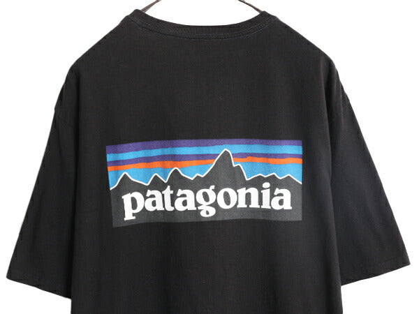 20年製 パタゴニア ポケット付き 両面 プリント 半袖 Tシャツ メンズ M / Patagonia アウトドア ポケT P6 ボックスロゴ バックプリント 黒