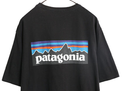20年製 パタゴニア ポケット付き 両面 プリント 半袖 Tシャツ メンズ M / Patagonia アウトドア ポケT P6 ボックスロゴ バックプリント 黒