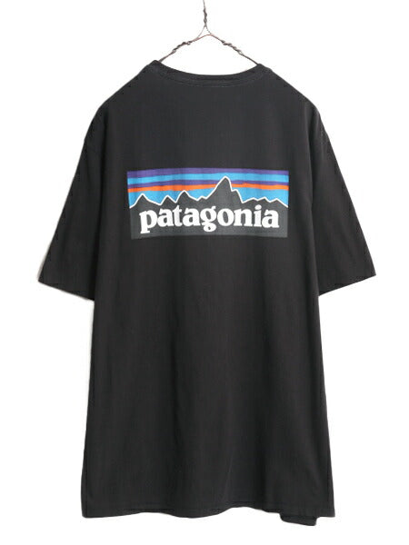 20年製 パタゴニア ポケット付き 両面 プリント 半袖 Tシャツ メンズ M / Patagonia アウトドア ポケT P6 ボックスロゴ バックプリント 黒
