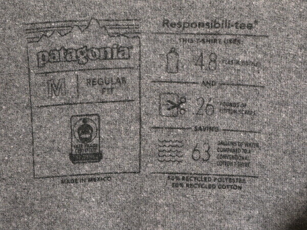 18年製 パタゴニア 両面 プリント 半袖 Tシャツ メンズ M / 古着 Patagonia アウトドア P-6 バックプリント ボックスロゴ クルーネック 灰