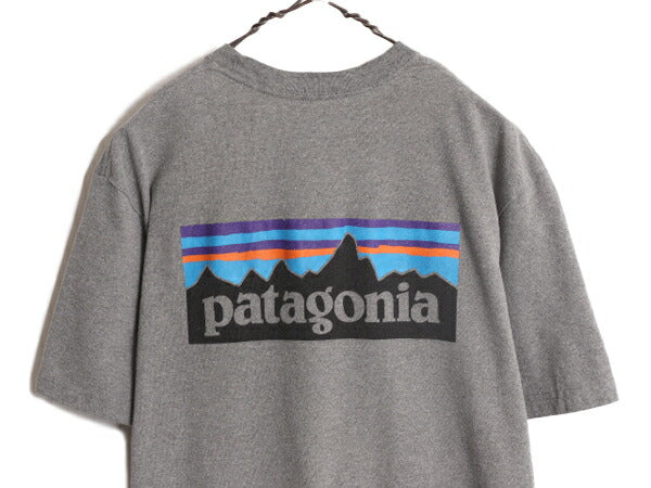 18年製 パタゴニア 両面 プリント 半袖 Tシャツ メンズ M / 古着 Patagonia アウトドア P-6 バックプリント ボックスロゴ クルーネック 灰