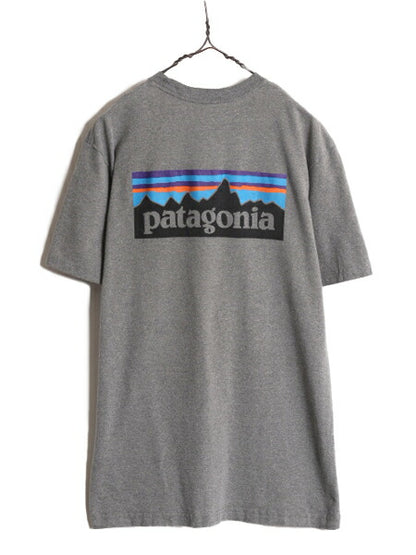 18年製 パタゴニア 両面 プリント 半袖 Tシャツ メンズ M / 古着 Patagonia アウトドア P-6 バックプリント ボックスロゴ クルーネック 灰