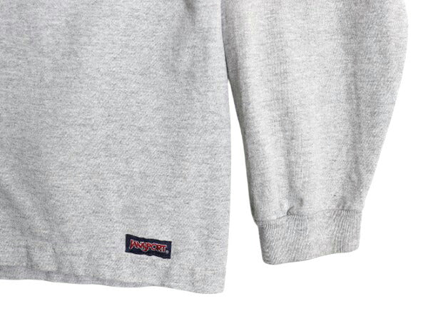 90s USA製 カレッジ プリント 長袖 Tシャツ メンズ L オールド ジャンスポーツ ロンT ヘビーウェイト コットン カットソー ワンポイント 灰