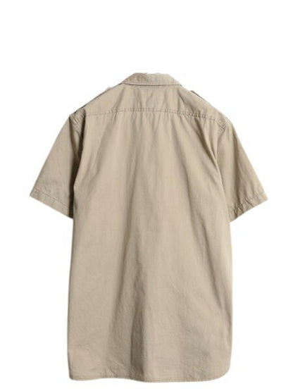 デニム&サプライ ラルフローレン 半袖 サファリ シャツ メンズ L ポロ ヴィンテージ 加工 半袖シャツ コットン マチ付き ハンティング 無地