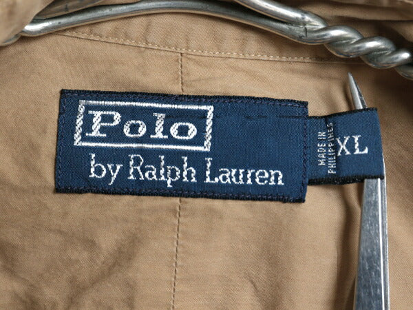 00s ポロ ラルフローレン 半袖 シャツ メンズ XL / 古着 オールド コットン 半袖シャツ ポケット付き ワンポイント 大きいサイズ ベージュ