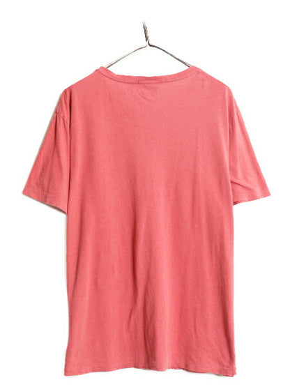 00s ポロ ラルフローレン Vネック 半袖 Tシャツ メンズ XL 古着 00年代 オールド リネン コットン ワンポイント レッド 大きいサイズ 無地