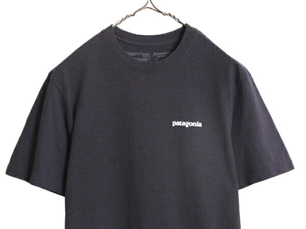 18年製 パタゴニア 両面 プリント 半袖 Tシャツ メンズ S / 古着 Patagonia アウトドア P6 ボックスロゴ バックプリント クルーネック 紺