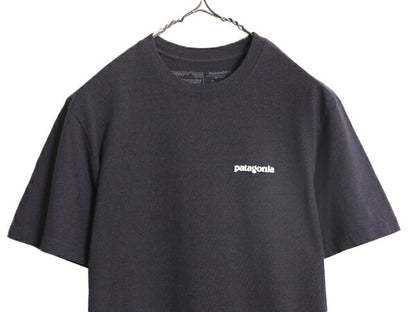 18年製 パタゴニア 両面 プリント 半袖 Tシャツ メンズ S / 古着 Patagonia アウトドア P6 ボックスロゴ バックプリント クルーネック 紺