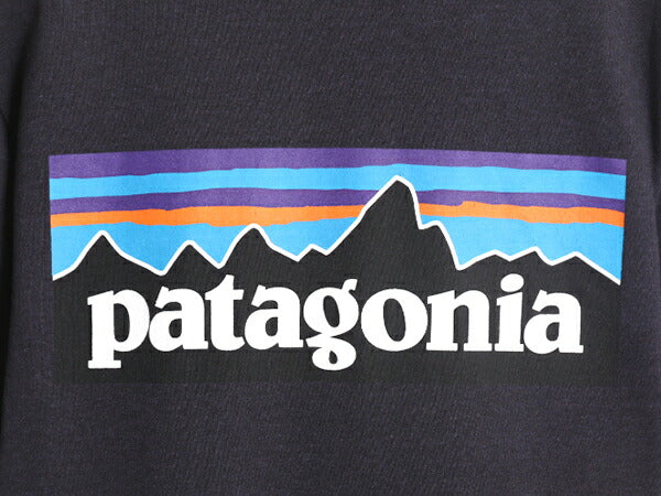 18年製 パタゴニア 両面 プリント 半袖 Tシャツ メンズ S / 古着 Patagonia アウトドア P6 ボックスロゴ バックプリント クルーネック 紺