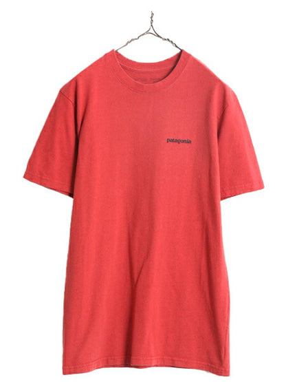 パタゴニア 両面 プリント 半袖 Tシャツ メンズ S Patagonia アウトドア P-6 ボックスロゴ プリントT バックプリント クルーネック レッド