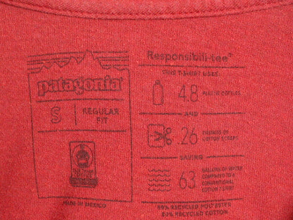 パタゴニア 両面 プリント 半袖 Tシャツ メンズ S Patagonia アウトドア P-6 ボックスロゴ プリントT バックプリント クルーネック レッド