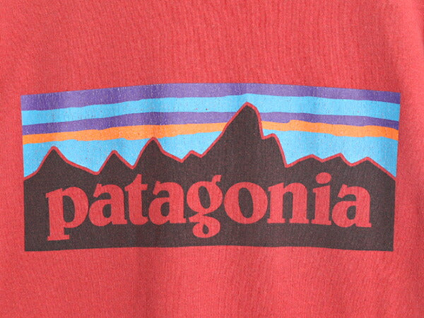 パタゴニア 両面 プリント 半袖 Tシャツ メンズ S Patagonia アウトドア P-6 ボックスロゴ プリントT バックプリント クルーネック レッド