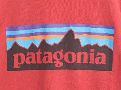 パタゴニア 両面 プリント 半袖 Tシャツ メンズ S Patagonia アウトドア P-6 ボックスロゴ プリントT バックプリント クルーネック レッド