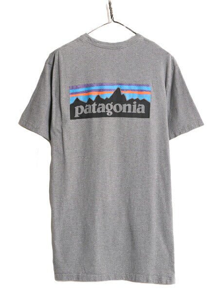 16年製 パタゴニア 両面 プリント 半袖 Tシャツ メンズ L / 古着 Patagonia アウトドア P-6 バックプリント ボックスロゴ クルーネック 灰