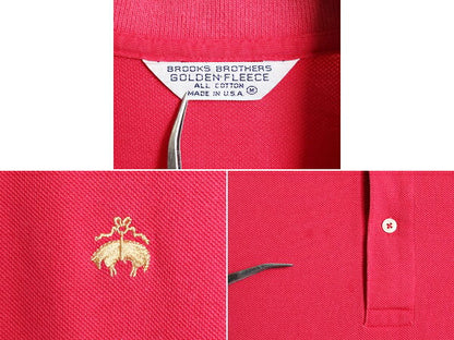 80s USA製 ブルックスブラザーズ  鹿の子 半袖 ポロシャツ メンズ M Brooks Brothers 80年代 ヴィンテージ 半袖シャツ ワンポイント ピンク