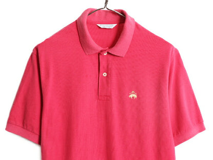 80s USA製 ブルックスブラザーズ  鹿の子 半袖 ポロシャツ メンズ M Brooks Brothers 80年代 ヴィンテージ 半袖シャツ ワンポイント ピンク