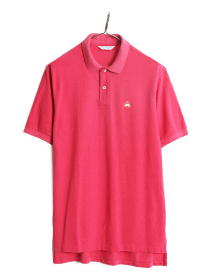 80s USA製 ブルックスブラザーズ  鹿の子 半袖 ポロシャツ メンズ M Brooks Brothers 80年代 ヴィンテージ 半袖シャツ ワンポイント ピンク