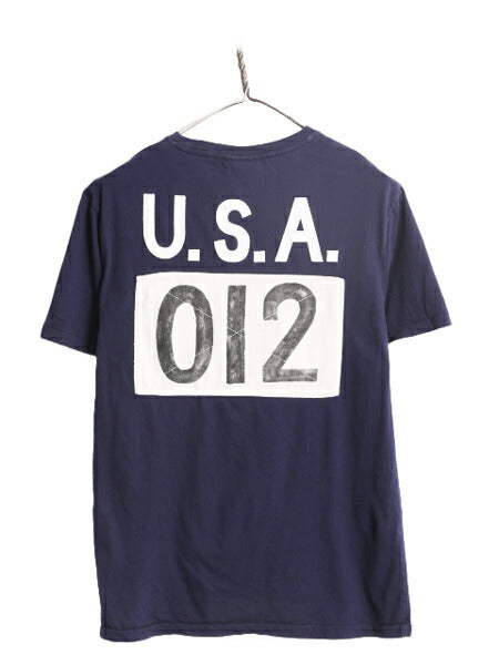 ビッグポニー アメリカ代表 ポロ ラルフローレン 半袖 Tシャツ メンズ レディース M / 古着 シングルステッチ ナンバリング 星条旗 USA 紺