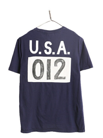 ビッグポニー アメリカ代表 ポロ ラルフローレン 半袖 Tシャツ メンズ レディース M / 古着 シングルステッチ ナンバリング 星条旗 USA 紺