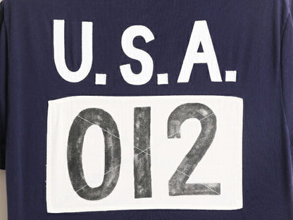 ビッグポニー アメリカ代表 ポロ ラルフローレン 半袖 Tシャツ メンズ レディース M / 古着 シングルステッチ ナンバリング 星条旗 USA 紺