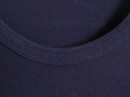 ポロ ラルフローレン 鹿の子 半袖 Tシャツ メンズ XXL / コットン チェーンステッチ ロゴ刺繍 カノコ 大きいサイズ クルーネック ネイビー