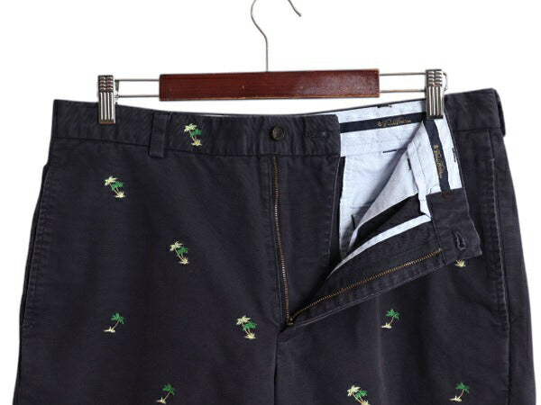 ブルックスブラザーズ 総柄 ショートパンツ メンズ 34 / ショーツ コットン キャンバス 短パン モノグラム ノータック ヘビーウェイト 紺