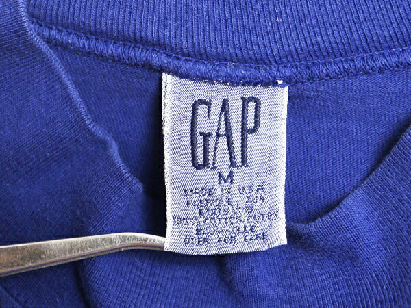 90s USA製 OLD GAP モックネック 長袖 Tシャツ メンズ M 古着 / 90年代 オールド ギャップ 無地 ロンT ヘビーウェイト シングルステッチ 青