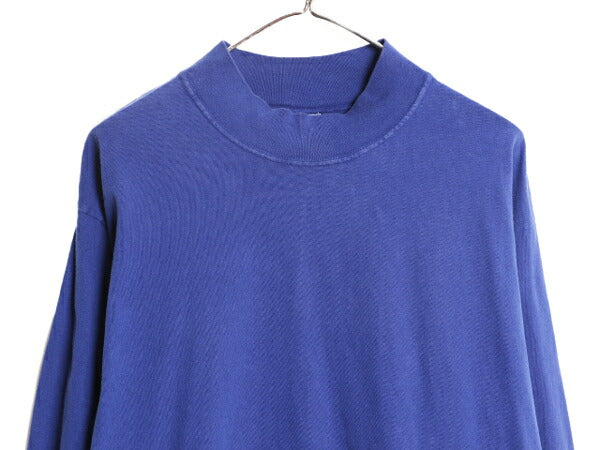 90s USA製 OLD GAP モックネック 長袖 Tシャツ メンズ M 古着 / 90年代 オールド ギャップ 無地 ロンT ヘビーウェイト シングルステッチ 青