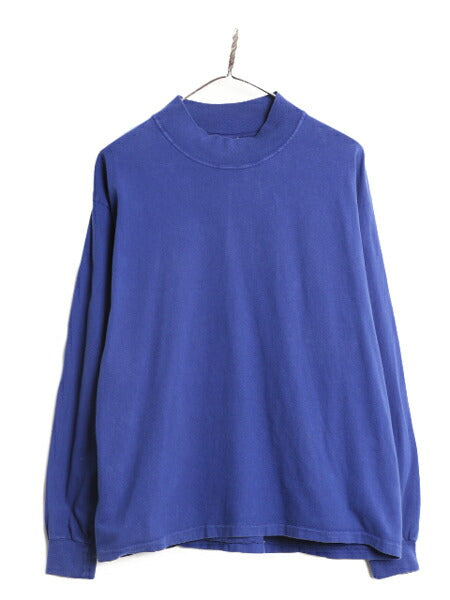 90s USA製 OLD GAP モックネック 長袖 Tシャツ メンズ M 古着 / 90年代 オールド ギャップ 無地 ロンT ヘビーウェイト シングルステッチ 青