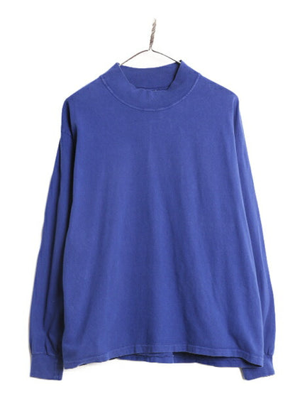 90s USA製 OLD GAP モックネック 長袖 Tシャツ メンズ M 古着 / 90年代 オールド ギャップ 無地 ロンT ヘビーウェイト シングルステッチ 青