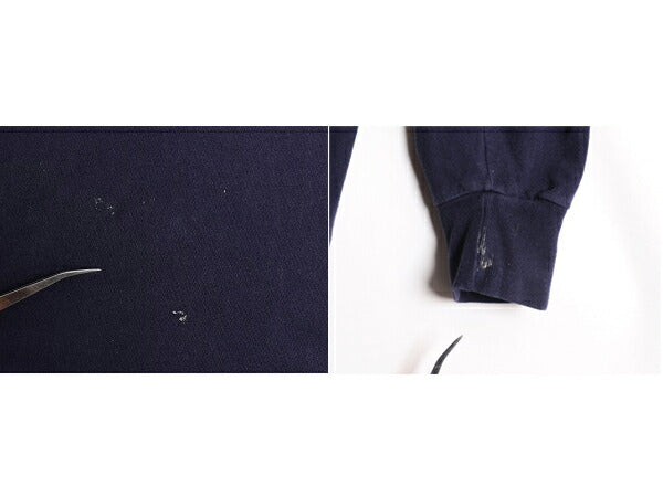 90s USA製 ラッセル モックネック プリント 長袖 Tシャツ メンズ XL 古着 90年代 オールド RUSSELL ロンT 大きいサイズ 紺 ヘビーウェイト