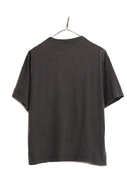 90s チャンピオン ワンポイント 半袖 Tシャツ メンズ M / 古着 90年代 オールド Champion 100% コットン スクリプト ロゴ 目付き ブラック
