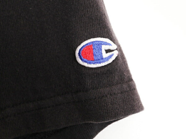 90s チャンピオン ワンポイント 半袖 Tシャツ メンズ M / 古着 90年代 オールド Champion 100% コットン スクリプト ロゴ 目付き ブラック