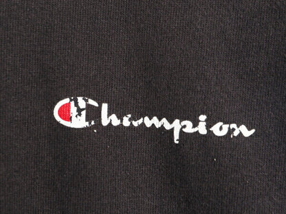 90s チャンピオン ワンポイント 半袖 Tシャツ メンズ M / 古着 90年代 オールド Champion 100% コットン スクリプト ロゴ 目付き ブラック