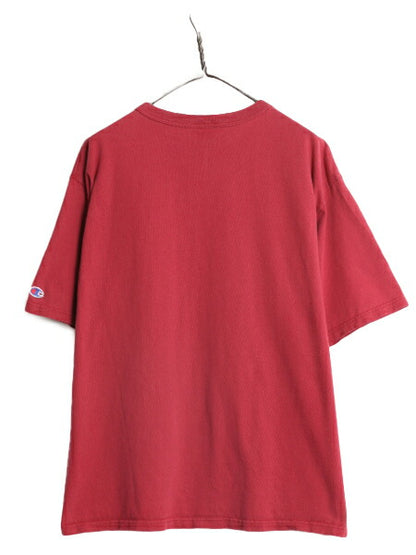 90s チャンピオン 無地 半袖 Tシャツ メンズ XL 古着 オールド Champion 目無し 100% コットン ヘビーウェイト 大きいサイズ バーガンディ