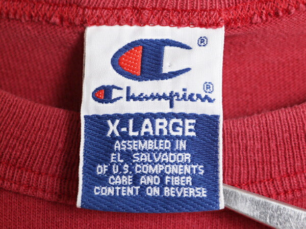 90s チャンピオン 無地 半袖 Tシャツ メンズ XL 古着 オールド Champion 目無し 100% コットン ヘビーウェイト 大きいサイズ バーガンディ