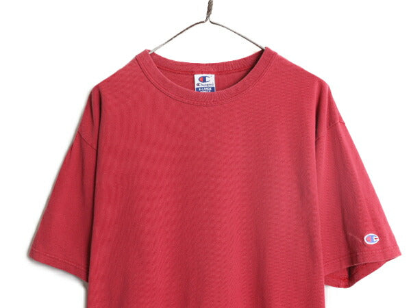 90s チャンピオン 無地 半袖 Tシャツ メンズ XL 古着 オールド Champion 目無し 100% コットン ヘビーウェイト 大きいサイズ バーガンディ