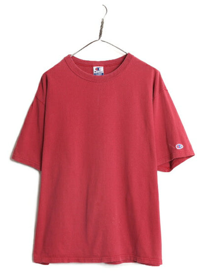90s チャンピオン 無地 半袖 Tシャツ メンズ XL 古着 オールド Champion 目無し 100% コットン ヘビーウェイト 大きいサイズ バーガンディ