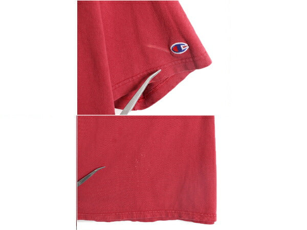 90s チャンピオン 無地 半袖 Tシャツ メンズ XL 古着 オールド Champion 目無し 100% コットン ヘビーウェイト 大きいサイズ バーガンディ