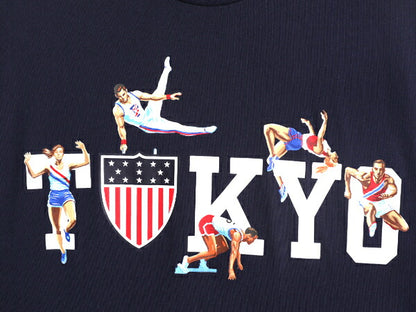 デッドストック ポロ ラルフローレン プリント 半袖 Tシャツ メンズ L 東京 オリンピック 星条旗 アメリカ 代表 限定 シングルステッチ 紺