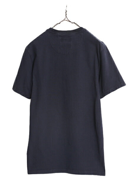 バブアー プリント 半袖 Tシャツ メンズ M / 古着 Babour ロゴTシャツ プリントTシャツ カットソー ヘビーウェイト ネイビー グラフィック