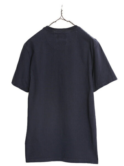 バブアー プリント 半袖 Tシャツ メンズ M / 古着 Babour ロゴTシャツ プリントTシャツ カットソー ヘビーウェイト ネイビー グラフィック