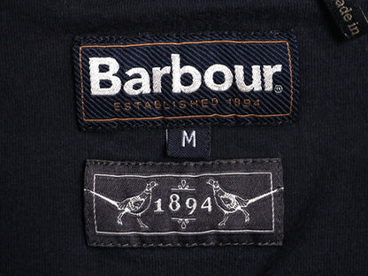 バブアー プリント 半袖 Tシャツ メンズ M / 古着 Babour ロゴTシャツ プリントTシャツ カットソー ヘビーウェイト ネイビー グラフィック