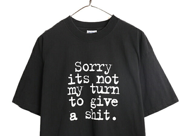 00s ジョーク メッセージ プリント 半袖 Tシャツ メンズ XL / 00年代 オールド プリントT ヘビーウェイト ブラック アート 大きいサイズ 黒