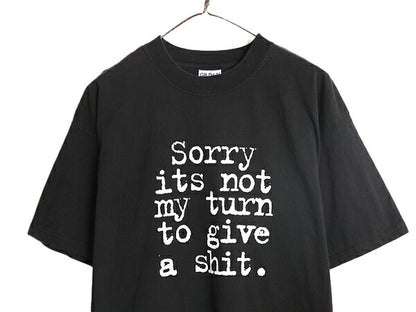 00s ジョーク メッセージ プリント 半袖 Tシャツ メンズ XL / 00年代 オールド プリントT ヘビーウェイト ブラック アート 大きいサイズ 黒