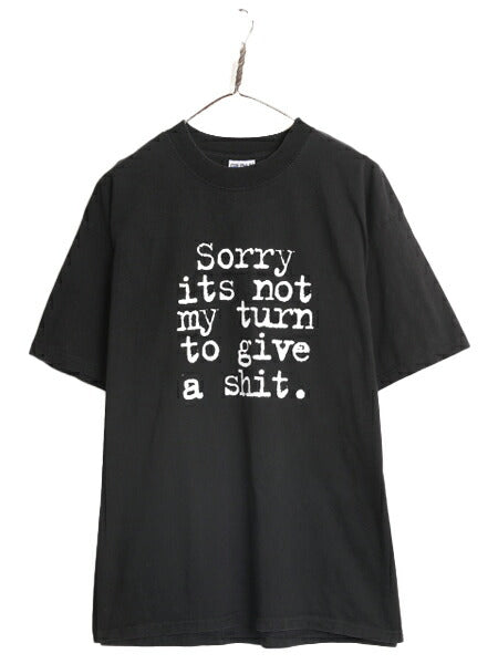 00s ジョーク メッセージ プリント 半袖 Tシャツ メンズ XL / 00年代 オールド プリントT ヘビーウェイト ブラック アート 大きいサイズ 黒