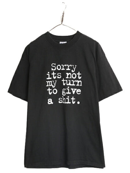 00s ジョーク メッセージ プリント 半袖 Tシャツ メンズ XL / 00年代 オールド プリントT ヘビーウェイト ブラック アート 大きいサイズ 黒