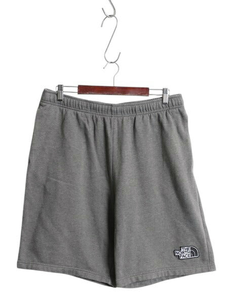 ノースフェイス ポケット付き スウェット ショートパンツ メンズ L 古着 ショーツ 短パン トレーナー 裏起毛 ワンポイント シンプル グレー