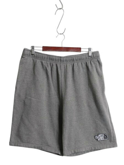 ノースフェイス ポケット付き スウェット ショートパンツ メンズ L 古着 ショーツ 短パン トレーナー 裏起毛 ワンポイント シンプル グレー